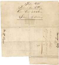 Old wrapper for the conditional certificate, marked File 468, Robertson 3rd Class, Starrett J. Dobbins, 320 acres.