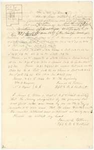 Field notes and plat for 320 acres on Post Oak Creek, Navarro County, surveyed for Starrett J. Dobbins by deputy surveyor James E. Patton, 14 November 1850.