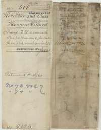 File jacket for Howard Dillard's headright, two surveys of 320 acres each, noting the patents of February 1860.