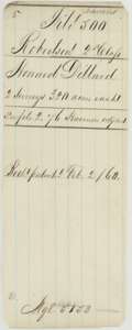 Old wrapper for the Dillard file, noting two surveys of 320 acres each patented on 2 February 1860.