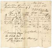 Conditional headright certificate No. 72 for 320 acres granted to Henry B. Prewitt by the Robertson County land board at Franklin, 5 September 1839.