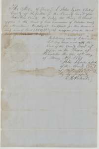 Robertson County clerk's certificate, given at Franklin on 17 May 1845, that Henry B. Prewitt applied for a conditional headright certificate for 320 acres.