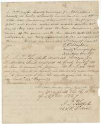 Surveyor C. C. Taylor's oath on the Prewitt survey and district surveyor J. T. Philpott's certificate of examination at Springfield, 16 April 1849.