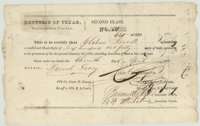 Conditional headright certificate for 640 acres issued to Claborn Jarrell by the Nacogdoches County land board, 11 April 1839.