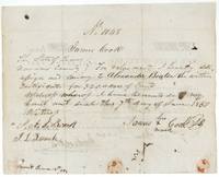 Back of the certificate: James Cook, by his mark, sells and assigns it to Alexander Beaton on 7 June 1850, witnessed by Roark(?) and J. L. French.