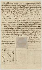 Notary's proof at Montgomery, 24 November 1846, of the Davlin to Cooke indenture, with the file docket for the conveyance.
