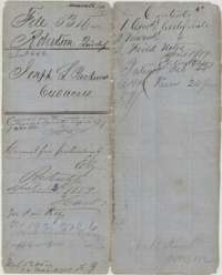 File jacket for Joseph S. Packwood's 640-acre headright, listing the certificates and field notes, with patent notes of 1859.