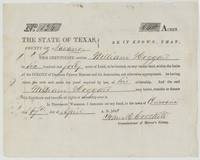 Mercer's Colony certificate No. 134 for 640 acres to William Hoggard, signed by Commissioner John M. Crockett at Corsicana.