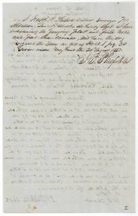 District Surveyor Joseph P. Philpott examines the Sanders field notes and records them in colony Book I page 34 on 24 August 1850; heavy bleed-through.