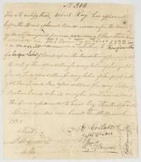 Montgomery County land board certificate 305 for Robert Ray, married man arrived December 1832, three-fourths league and labor on payment of fees.