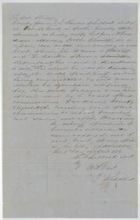 Harris County district clerk F. R. Lubbock certifies that John W. Moore's case about his augmentation certificate was discontinued, 5 April 1852.