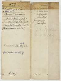 Outer wrapper for Thomas Harlow's file of 3,150,305 square varas, listing the papers inside, with the patent entry of November 1862.