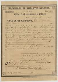 Certificate of unlocated balance No. 509 for 3,150,305 square varas, issued at Austin on 19 July 1859 to Thomas Harlow from his one-third league headright.