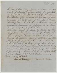 Application to enter 3,150,305 square varas in Navarro County for Thomas Harlow, made by James E. Patton at Corsicana, 28 June 1860.