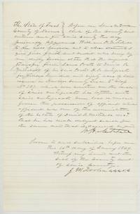 William H. Mitchell swears on 16 January 1869 that Pratt's original transfer to D. R. Mitchell was lost while he administered the estate.