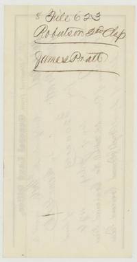 Back of the receipt, docketed File 623 Robertson 2nd Class, James Pratt.