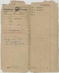 Printed file jacket for the Robertson Second Class file of Henry Hubble, listing the certificate and field notes.