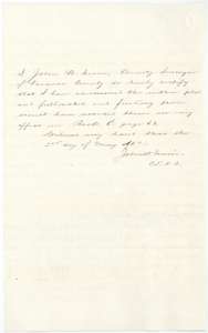 Certificate of County Surveyor John W. Irwin, 2 May 1871, that the 47-acre plat and field notes are correct and recorded in Book C, page 63.