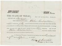 Mercer's Colony certificate No. 154 for 640 acres to John Richardson, signed by Commissioner John M. Crockett at Corsicana.