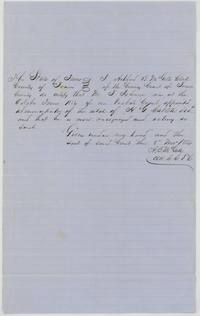 Travis County clerk Ashford B. McGill certifies M. T. Johnson was appointed administrator of H. G. Catlett(?) deceased, 8 Nov 1854.