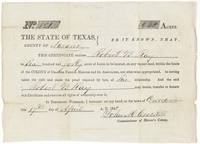 Mercer's Colony certificate No. 121 for 640 acres to Robert B. Ray, signed by Commissioner John M. Crockett at Corsicana.