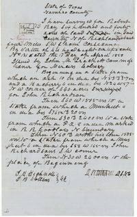 Field notes of 640 acres for Robert B. Ray about four miles SW of Corsicana, surveyed by D. R. Mitchell, with plat sketch.