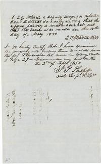 Mitchell certifies the survey of 18 May 1850 and J. P. Philpott records it in Colony Book I page 39.