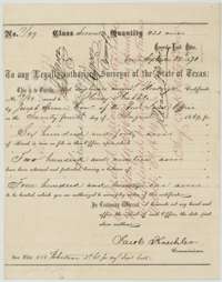 Unlocated balance certificate for 421 acres issued to Henry Hubble at the General Land Office, signed by Commissioner Jacob Kuechler, 25 September 1871.