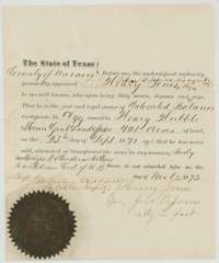 Affidavit of Henry Jones, by his agent, that he owns the balance certificate and has not sold it, sworn in Navarro County, November 1873.