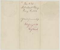 Back of the affidavit of ownership, with the file number and the filing note of 3 January 1874.