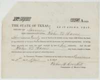 Mercer's Colony certificate No. 172 entitling John B. Harris to 320 acres, issued at Corsicana by commissioner John M. Crockett, 18 April 1850.