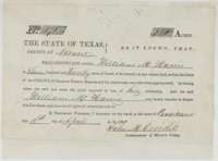 Mercer's Colony certificate No. 171 issued at Corsicana, 18 April 1850, to William M. Harris for 320 acres.