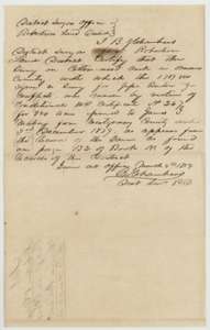 Certificate of District Surveyor B. J. Chambers, 4 March 1854, that the Benton survey on Cottonwood Creek overlaps an earlier survey for James G. Mabry.