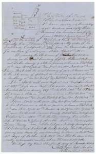 Field notes with sketch plat for 3,853,144 square varas on the waters of Richland Creek, surveyed for Thomas P. Shapard by deputy surveyor Tyus, 28 to 30 October 1853.