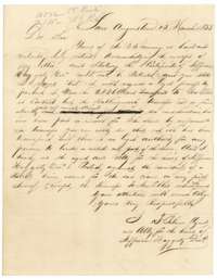 Letter from San Augustine, 15 March 1853, from the agent for the heirs of Jefferson Haggerty protesting the transfer of land under the certificate.