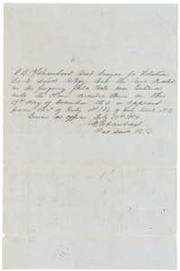 District surveyor's certificate of 17 July 1854 that the land was entered on 19 December 1853, Entry No. 784.