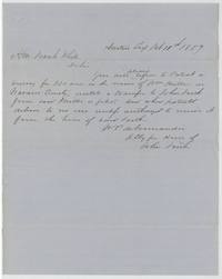 W. P. deNormandie, attorney for the heirs of John Faith, asks Commissioner Frank White to withhold the Miller patent until a transfer to Faith is filed, 10 Feb 1859.