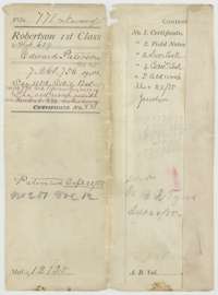 File jacket for Edward Paterson's survey in Navarro County, Robertson 1st Class, with the patent entry of 22 September 1855.