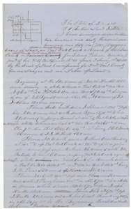 Field notes and sketch of 7,260,756 square varas on Post Oak Creek, Navarro County, surveyed for Edward Paterson by deputy surveyor J. B. Tyus, 26 and 27 October 1853.