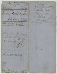 File jacket 774, Robertson 3rd Class, Thomas Crabb by assignee, 640 acres, abst 176, patented to William Melton 14 March 1854, No. 148 Vol 9.