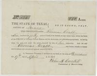 Mercer's Colony certificate No. 124 entitling Thomas Crabb to 640 acres, signed John M. Crockett at Corsicana, 17 April 1850.
