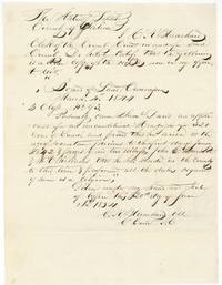 County clerk's certified copy of the 4 March 1844 Sabine County land board record granting Sam'l Davis 320 acres.