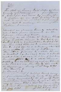 Field notes for 160 acres surveyed for James G. Green on 1 May 1861 by County Surveyor J. M. Eliot, on Chambers Creek waters west of Corsicana.