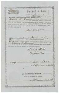 Second preemption affidavit, sworn 2 October 1861 before the county clerk, that James G. Green is head of a family settled on vacant land, with two witnesses.