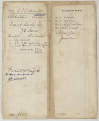 File jacket 791 Robertson Donation for the heirs of George A. Davis, 92 acres, patented January 1860, with cross-references to other Davis files.
