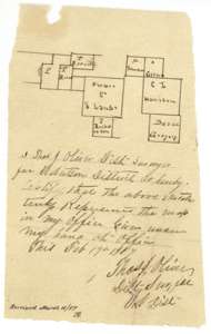 Sketch map by district surveyor Thos. J. Oliver, 19 February 1857, showing the Navarro County school tracts among neighbouring surveys.
