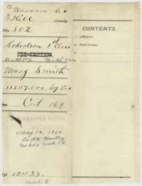 Older wrapper for the Mary Smith papers, marked patented 12 May 1858 to R. K. Hartley.