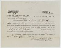 Mercer's Colony certificate No. 199 for 640 acres to Elijah P. Baker, signed by Commissioner John M. Crockett at Corsicana.