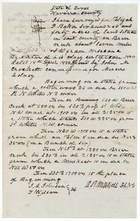 D. R. Mitchell's field notes and plat for Baker's 640 acres on Brier Creek about seven miles from Corsicana.