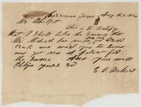 E. P. Baker writes Mr. Philpot from Corsicana that he will take Mr. Mitchell's survey on Brier Creek and asks him to get the patent.